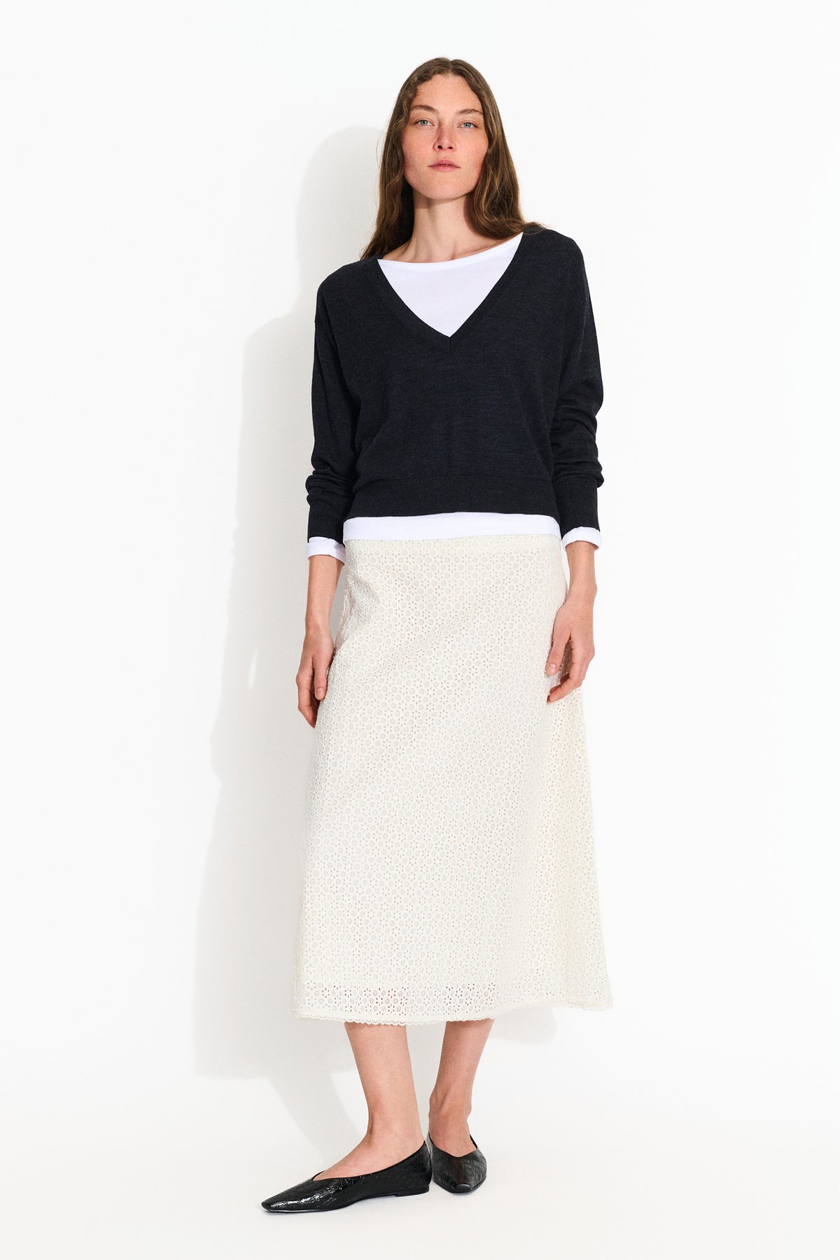 Skall Studio Amara v-neck jumper Jumper Dark Grey Melange