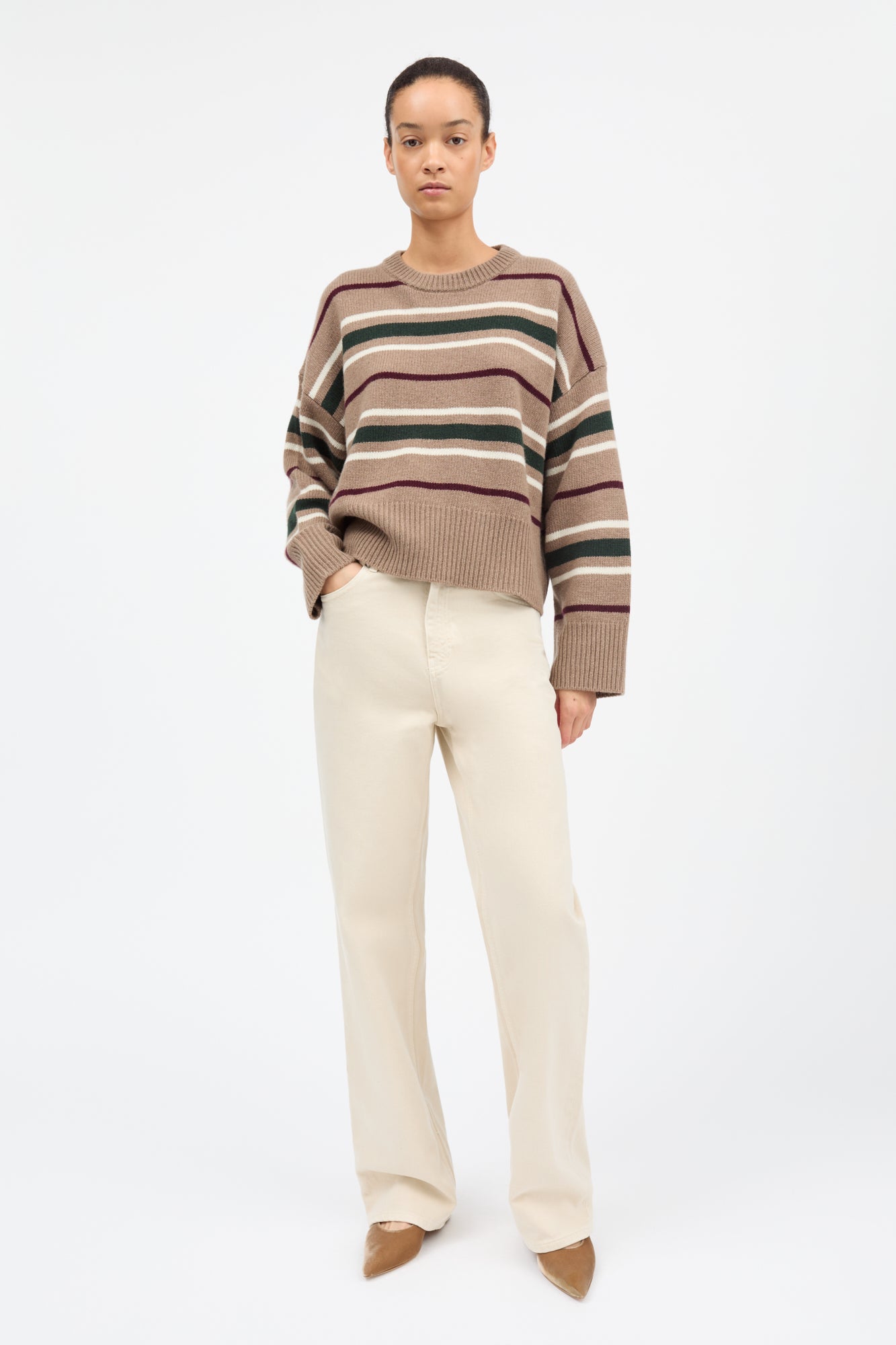 Skall Studio Cannes Jumper Jumper Light brown/green/wine stripe