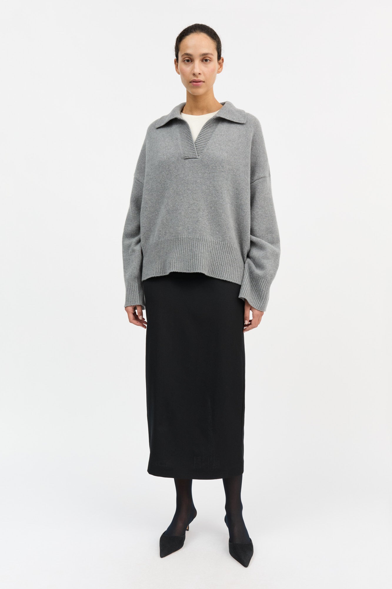 Skall Studio Dean V-neck jumper Jumper Grey melange