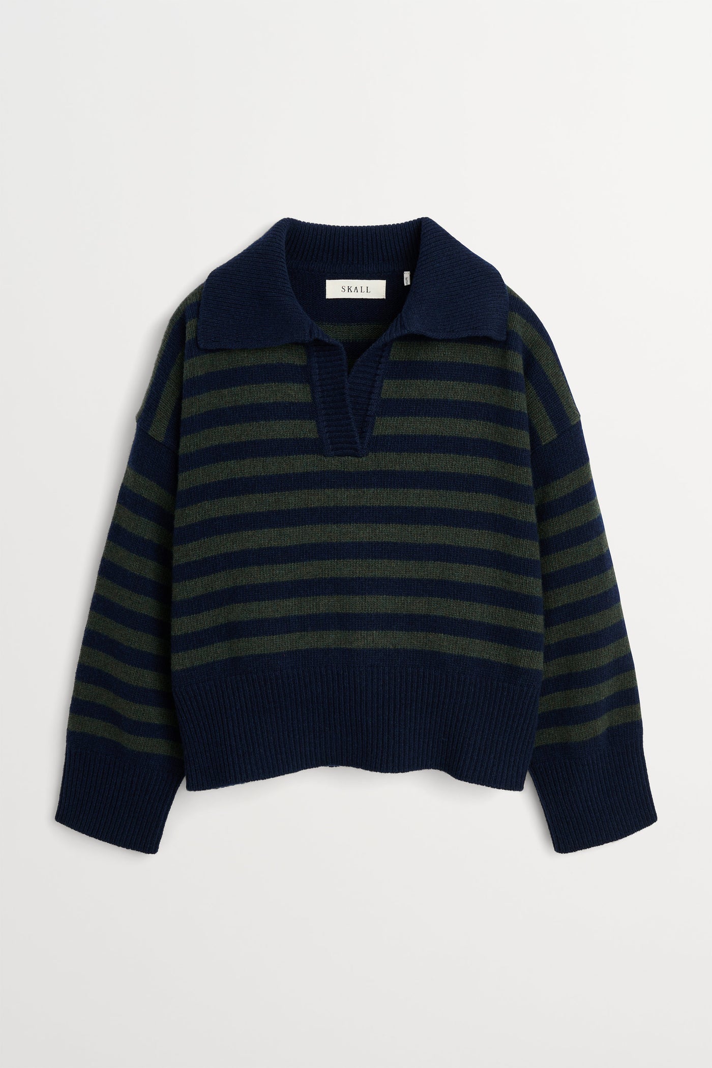 Skall Studio Dean V-neck jumper Jumper Navy/Dark green stripe