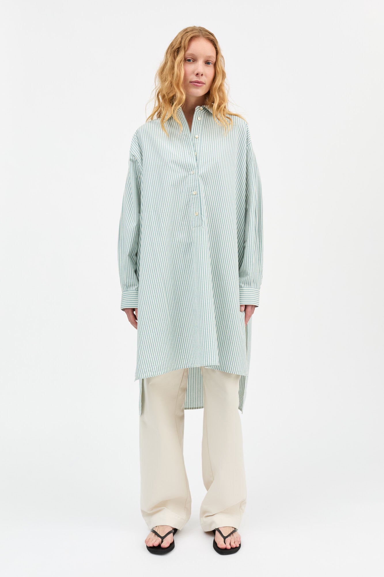 Skall Studio Edda shirtdress Shirtdress White/Aqua stripe