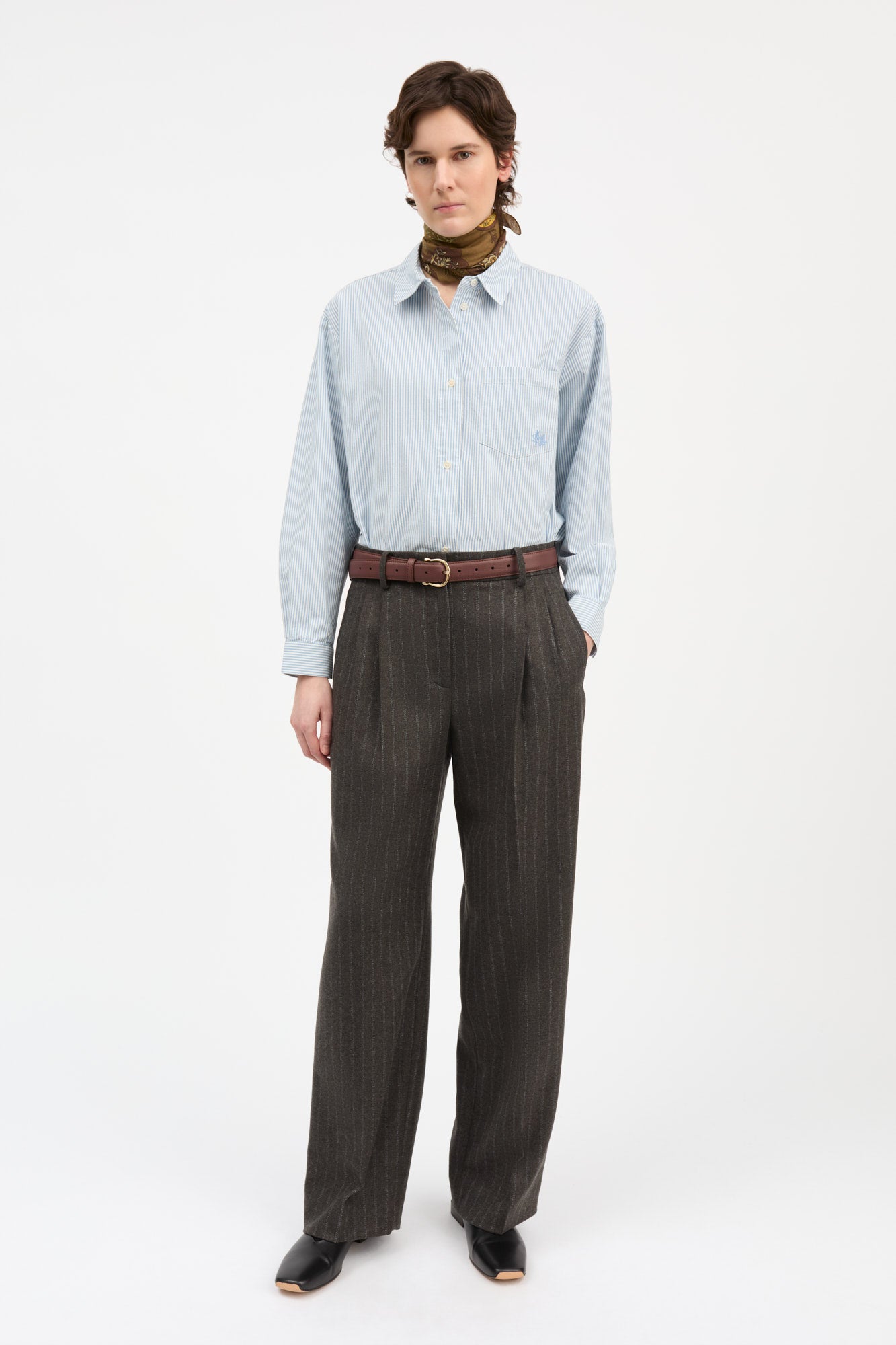 Skall Studio Edgar shirt oxford Shirt Light blue/White stripe