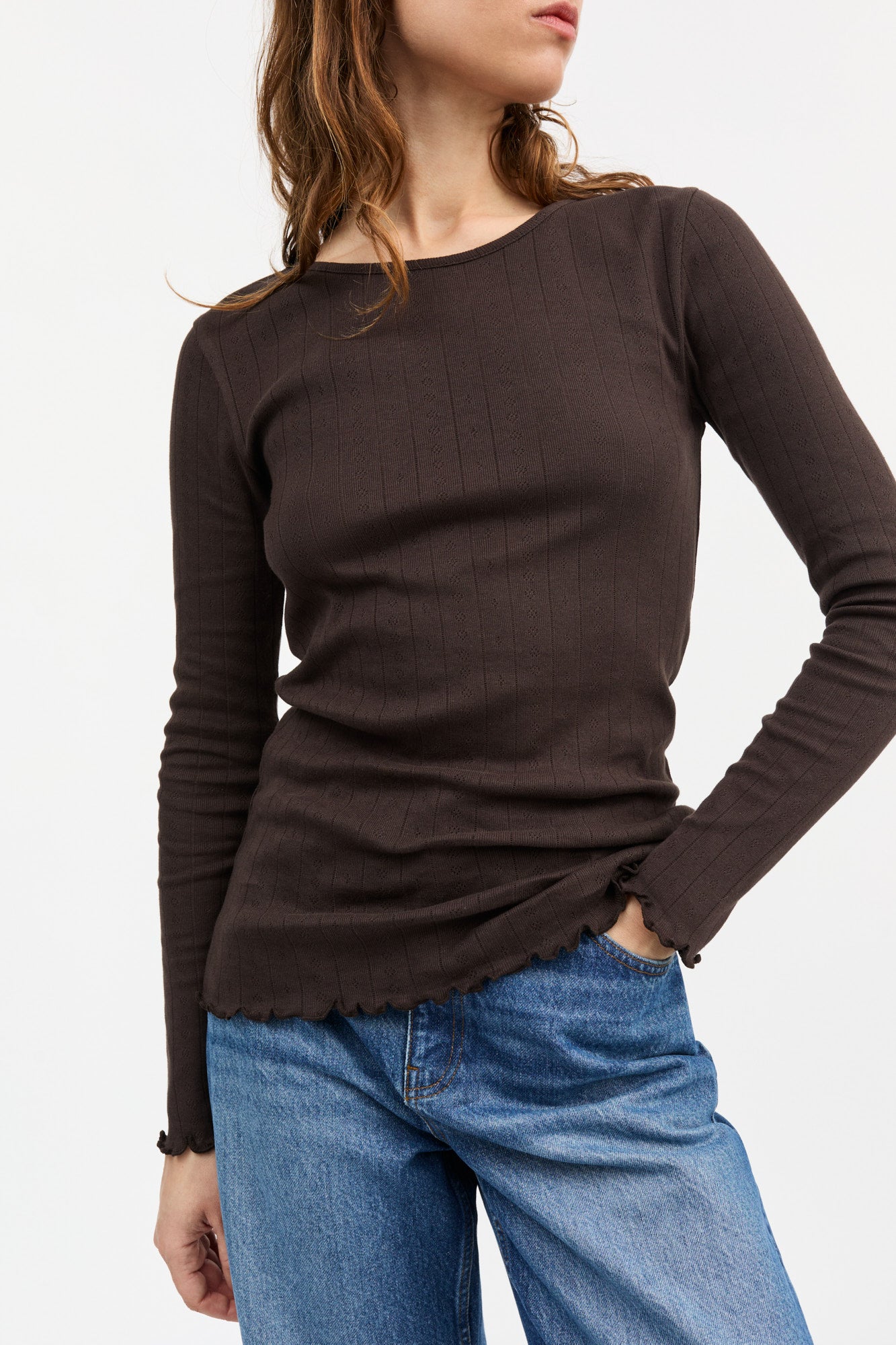Skall Studio Edie blouse Tee Dark brown