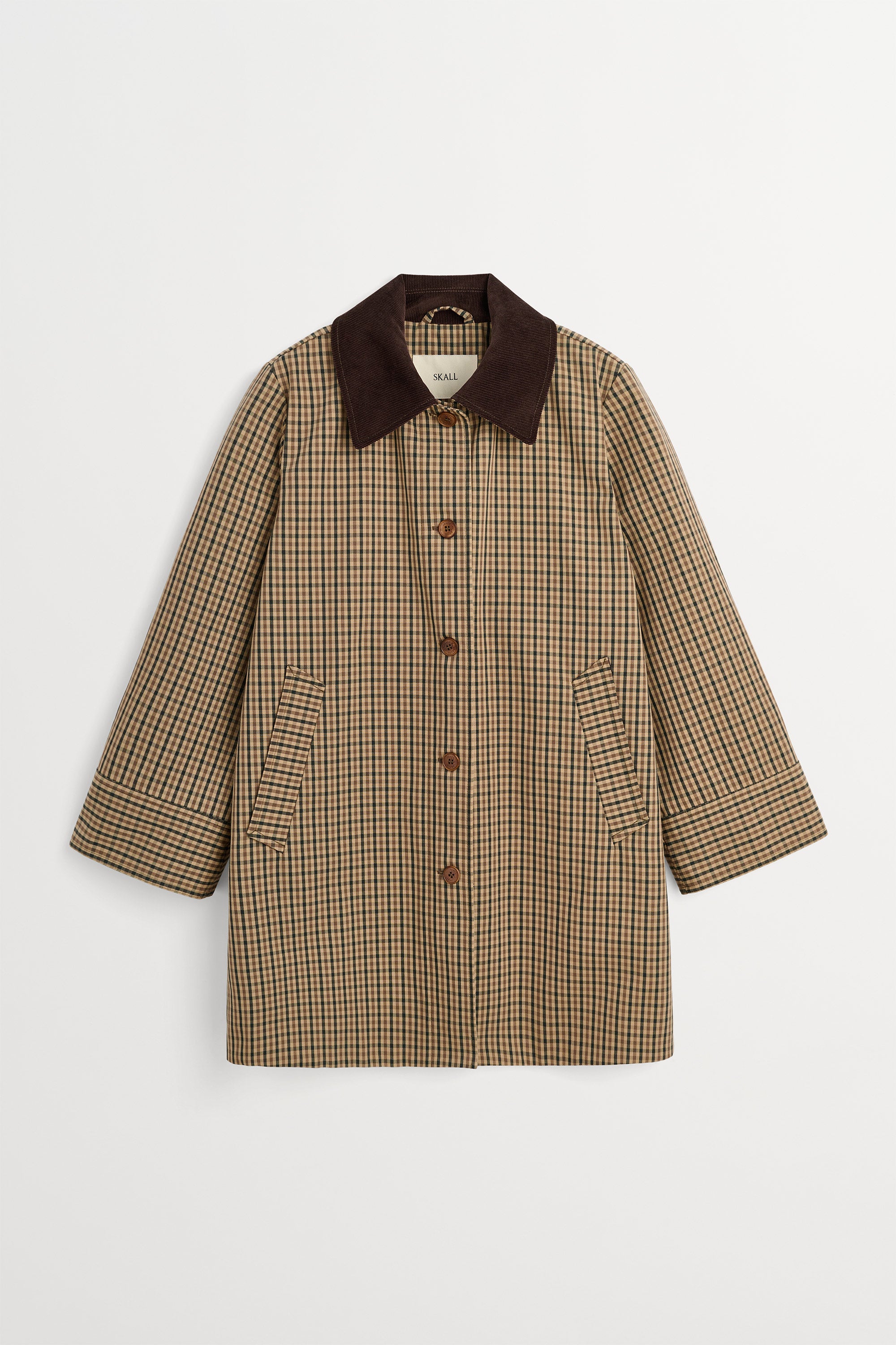 Gaby mac coat check - Brown/beige check – Skall Studio UK