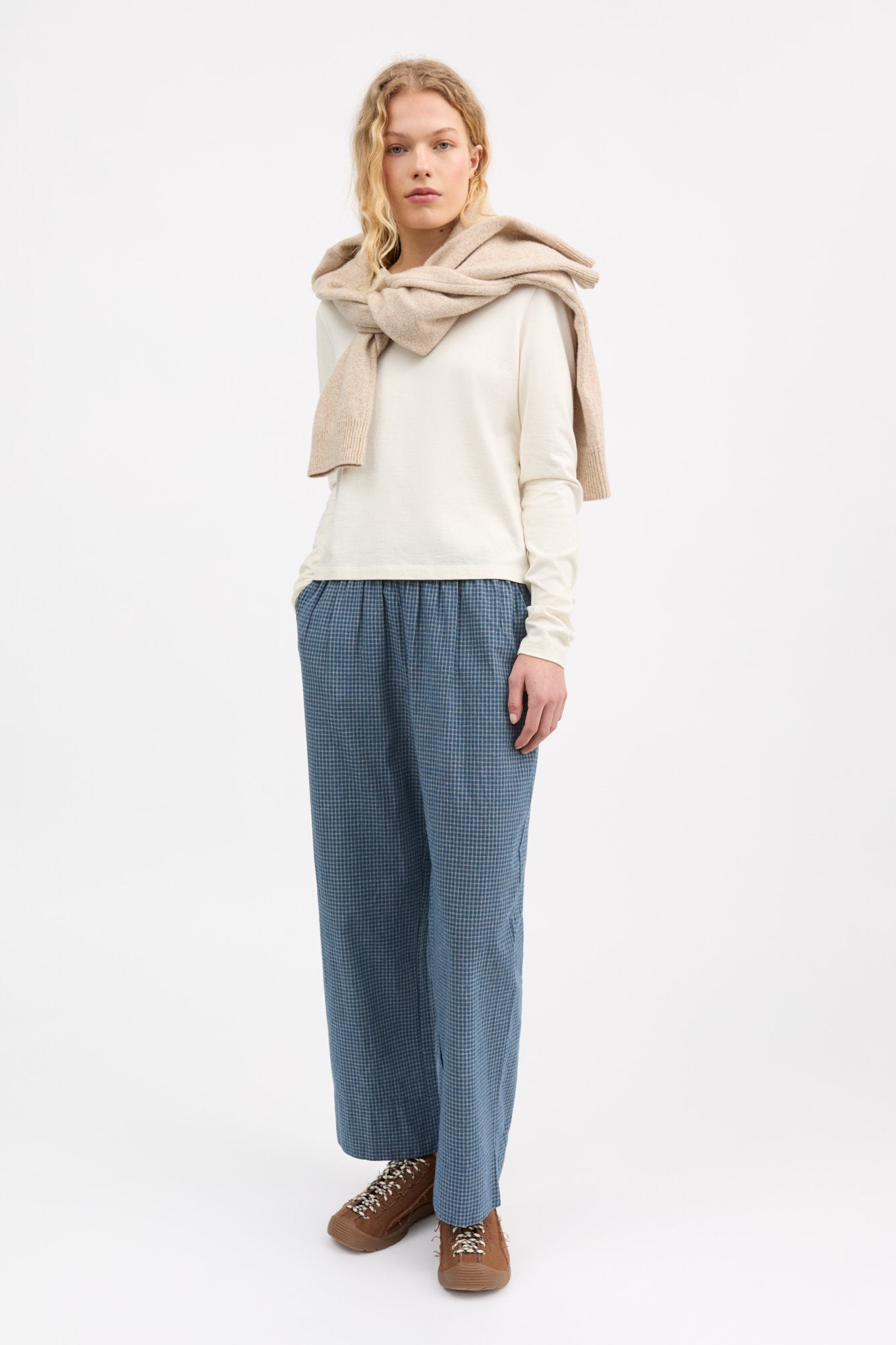 Skall Studio Jasmine pants Pants Blue/Cream mini check