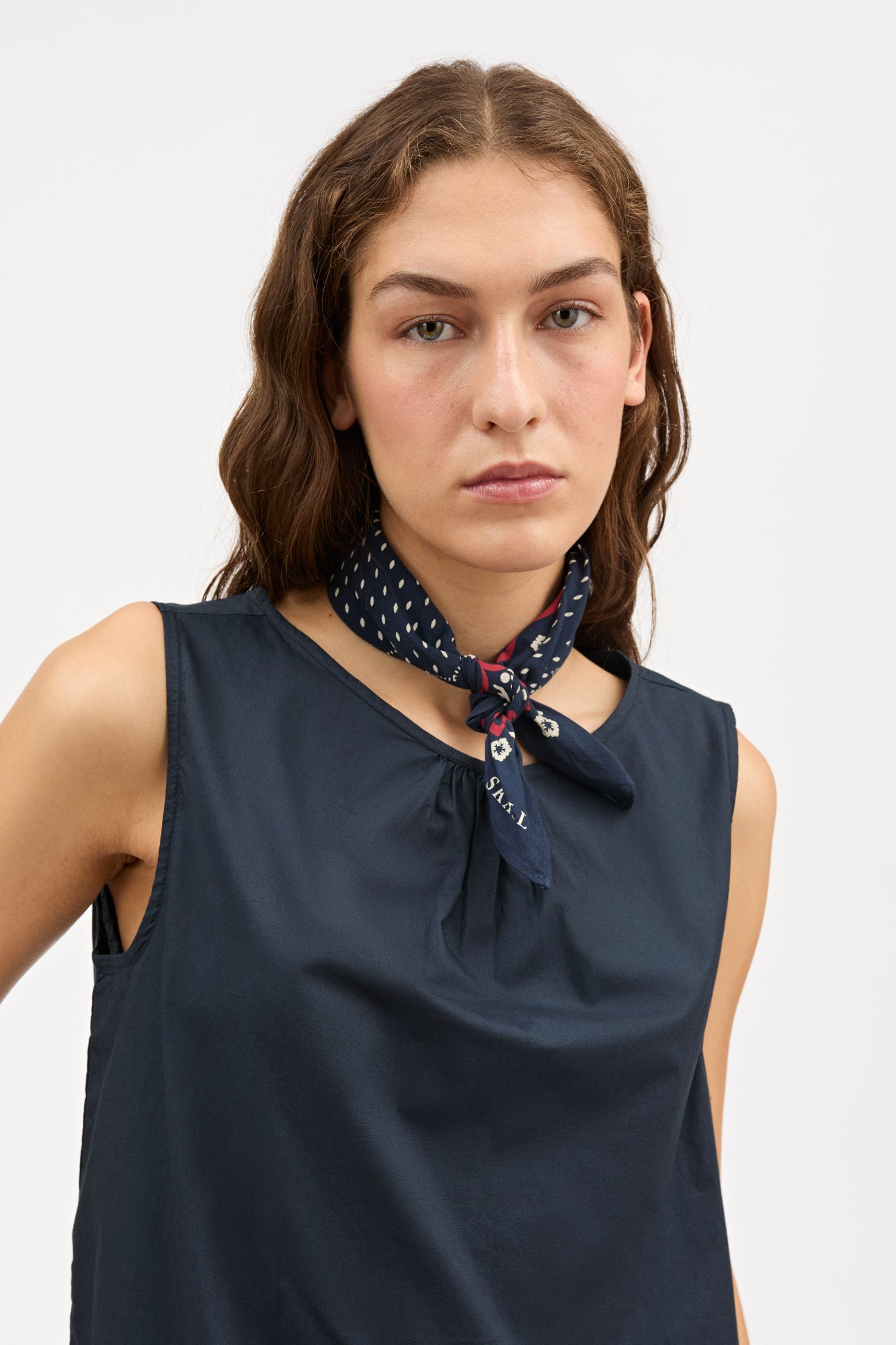 Skall Studio Juniper scarf Scarf Navy/Red/Ecru