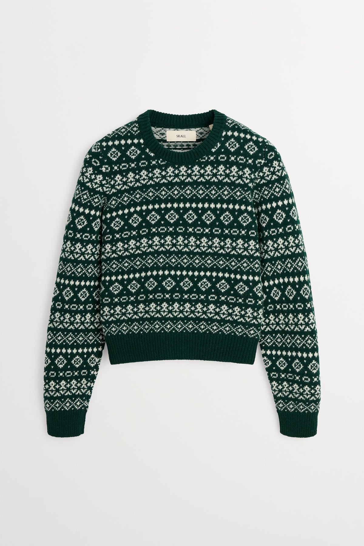 Skall Studio Lotta jumper Jumper Green/Ecru jacquard