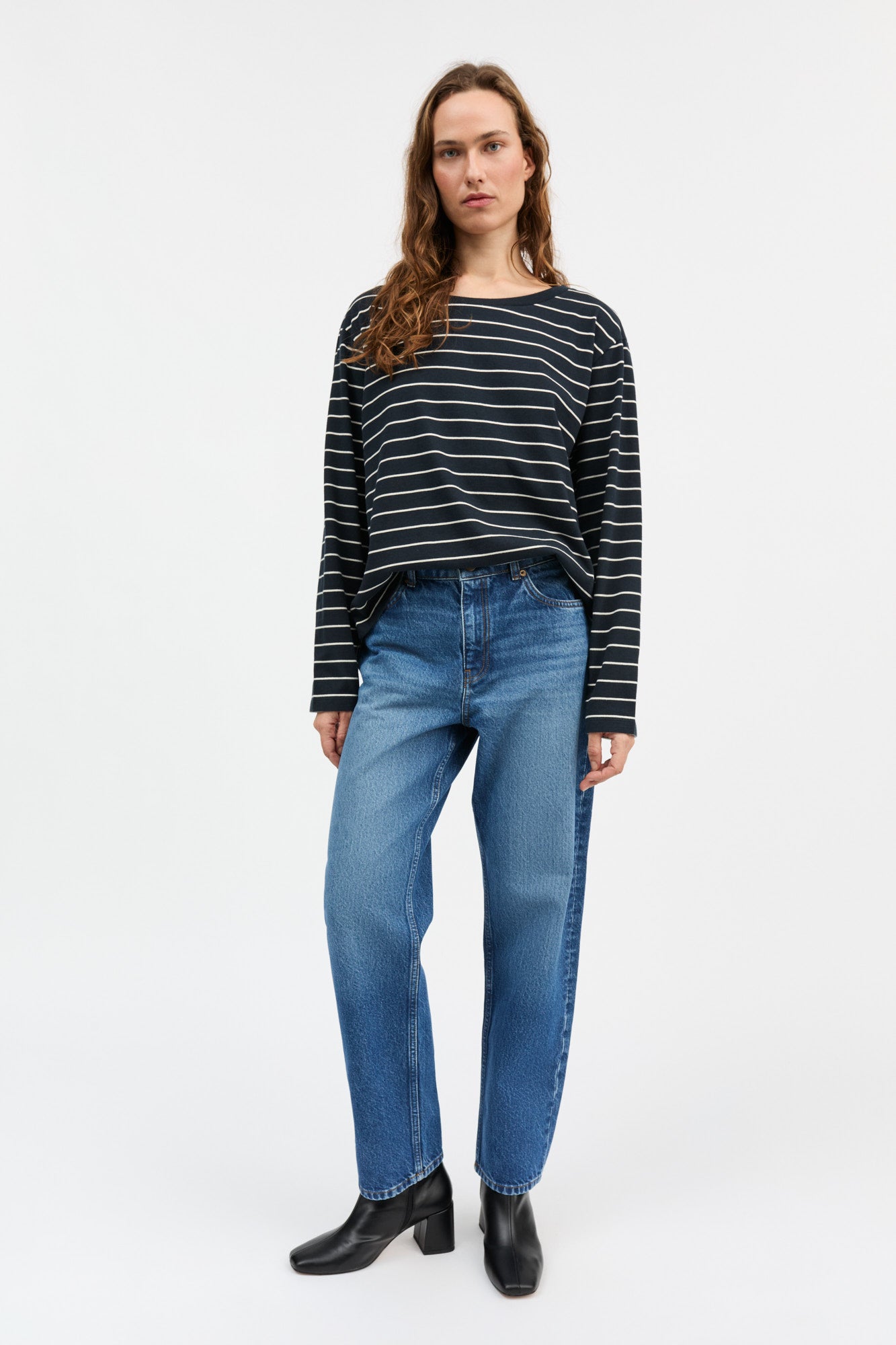 Skall Studio Loui oversized blouse Blouse Navy/White stripe