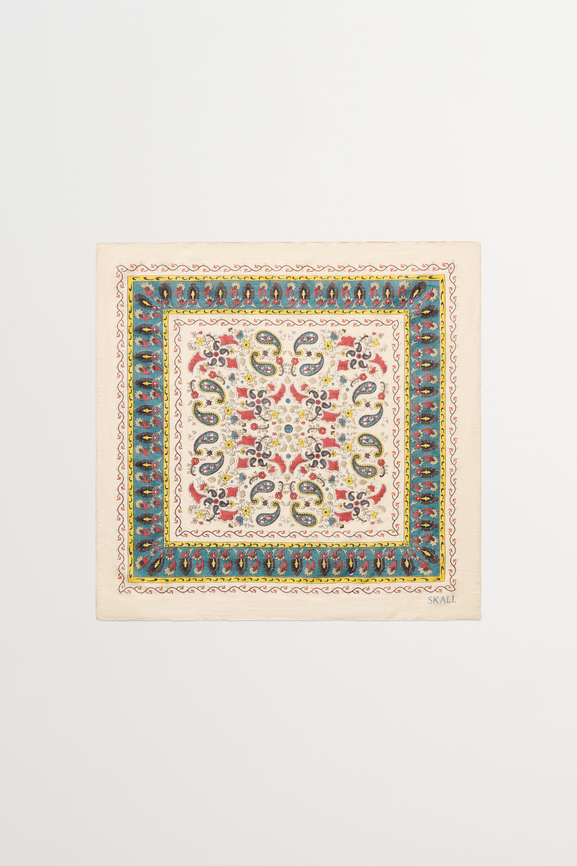Skall Studio Mafalda scarf 50x50 Scarf Beige/Blue Kalamkari