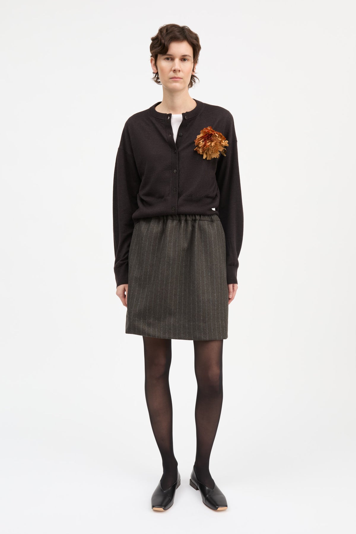 Skall Studio Marcella Skirt Skirt Brown/Black pinstripe