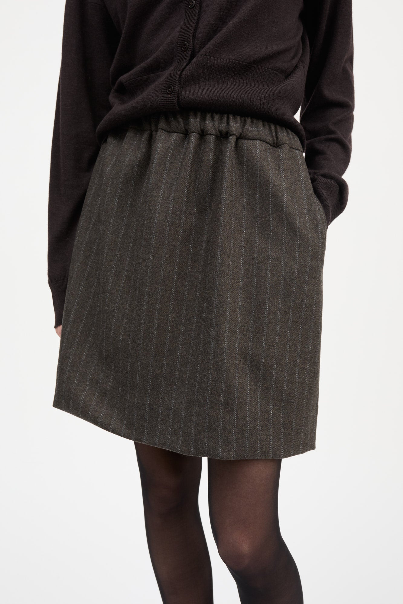 Skall Studio Marcella Skirt Skirt Brown/Black pinstripe