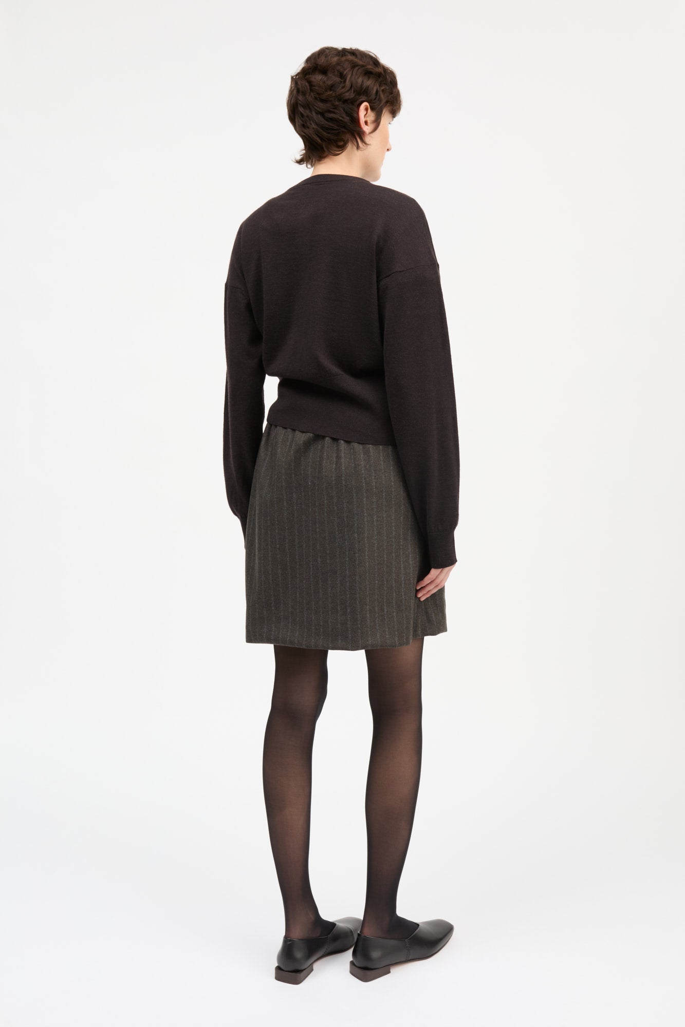 Skall Studio Marcella Skirt Skirt Brown/Black pinstripe