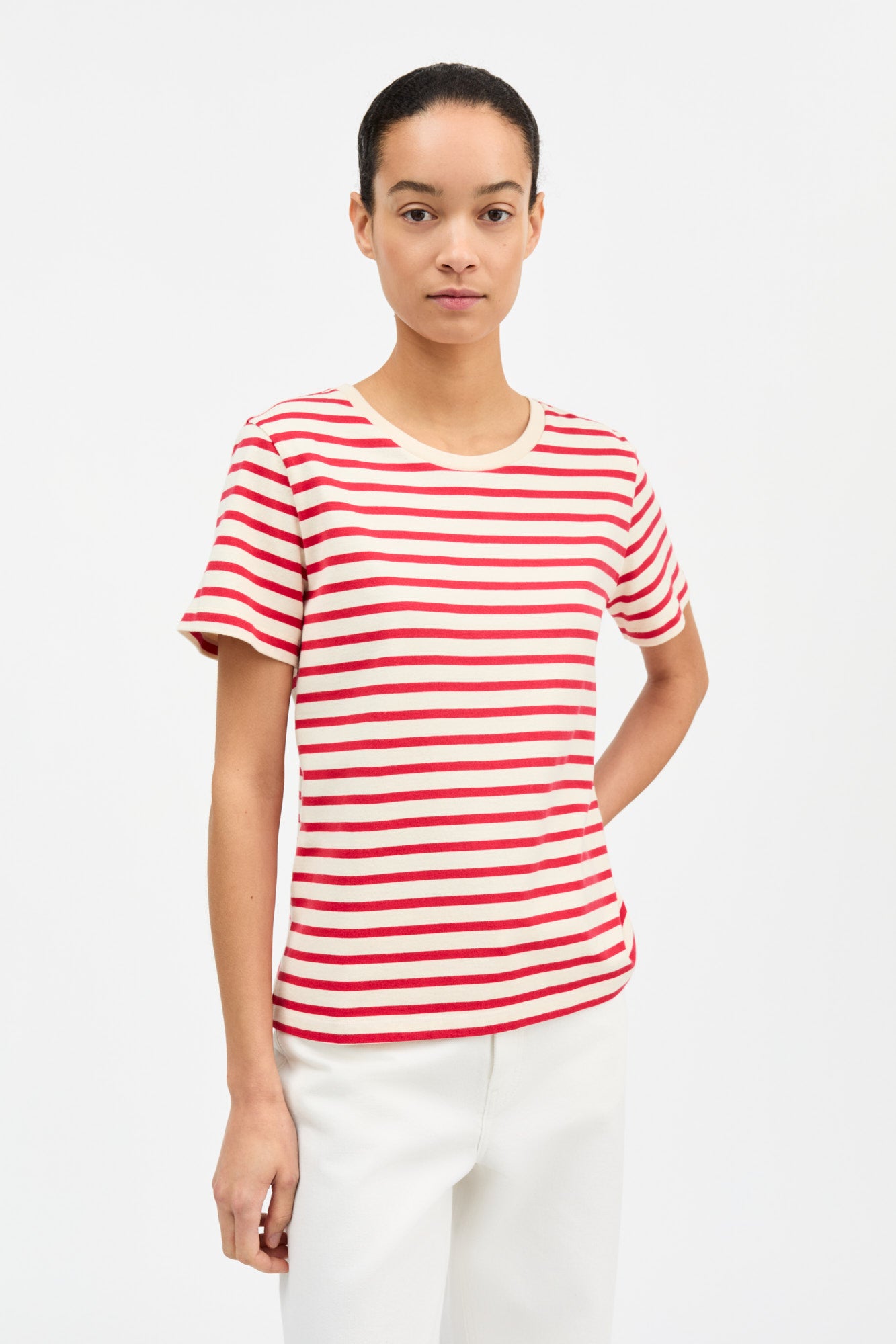 Skall Studio Marron regular tee Tee Off white/Red stripe