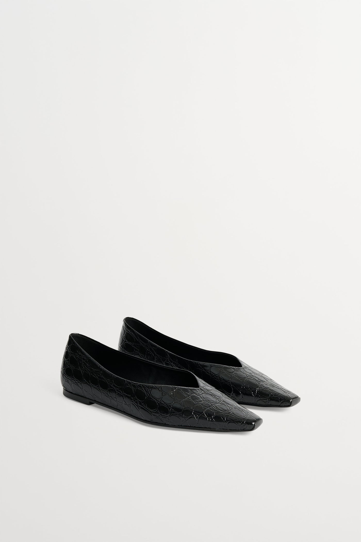 Skall Studio Pointy flat Shoes Croco black