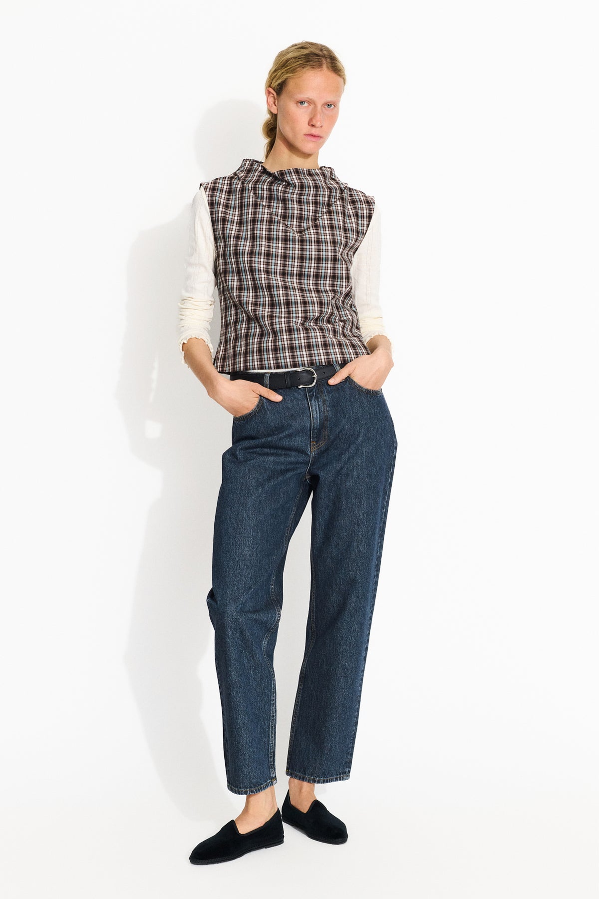 Skall Studio Sahara blouse Blouse Brown/Blue check