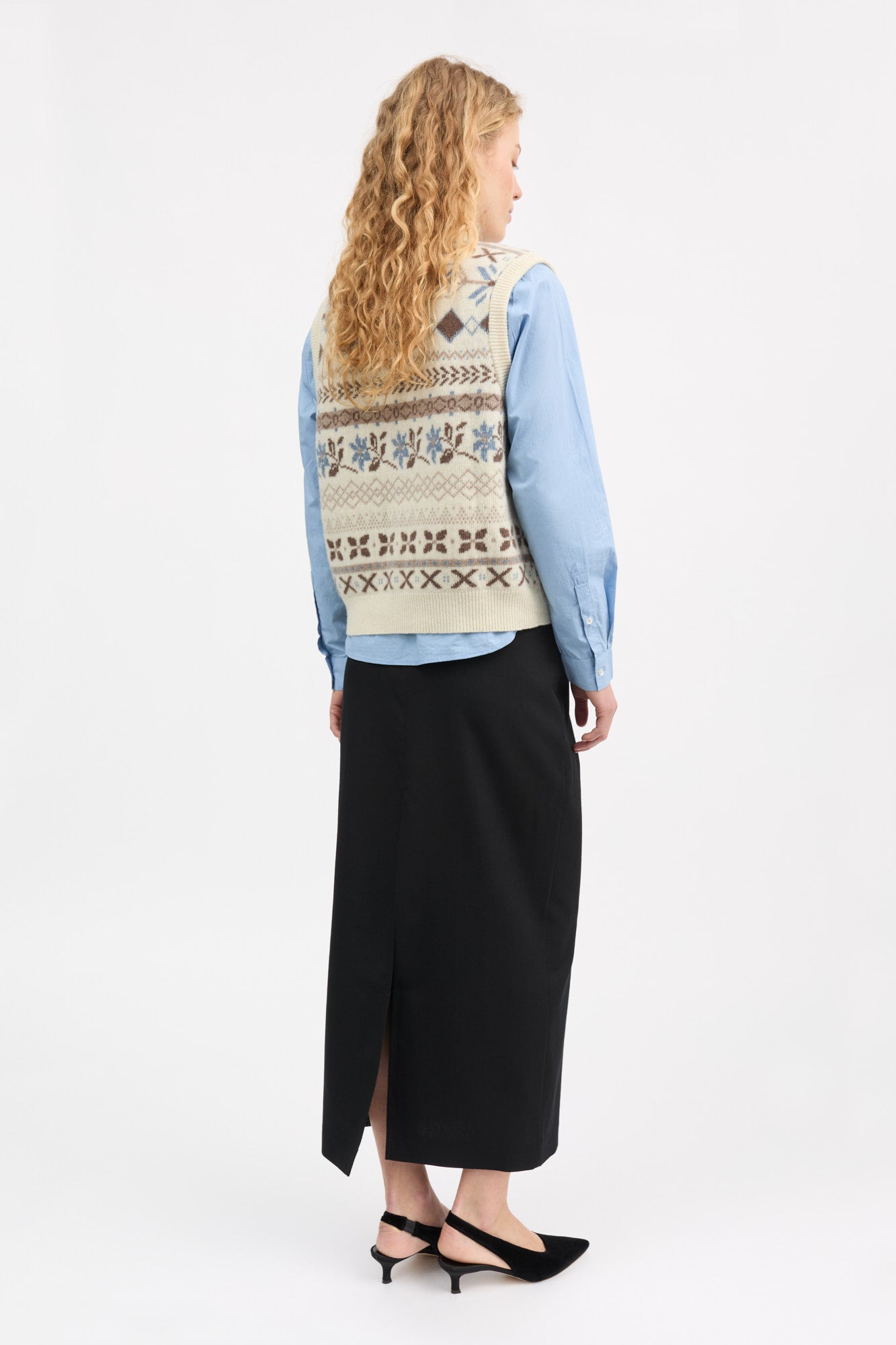 Skall Studio Vero vest Vest Brown/Ecru jacquard